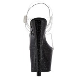 Fekete 18 cm ADORE-708MG csillámos platform magassarkú női