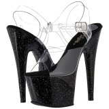 Fekete 18 cm ADORE-708MG csillámos platform magassarkú női
