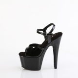 Fekete 18 cm ADORE-709GP csillámos platform szandal magassarkú