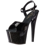 Fekete 18 cm ADORE-709MG csillámos platform magassarkú női
