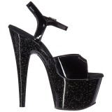Fekete 18 cm ADORE-709MG csillámos platform magassarkú női