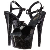 Fekete 18 cm ADORE-709MG csillámos platform magassarkú női