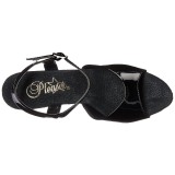 Fekete 18 cm ADORE-709MG csillámos platform magassarkú női