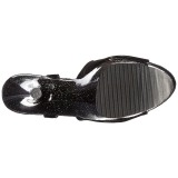 Fekete 18 cm ADORE-709MG csillámos platform magassarkú női