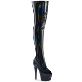 Fekete 18 cm BEJ-3011-7 Hologram rúdtánc platform overknee csizma