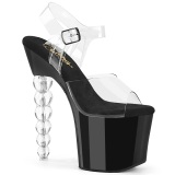 Fekete 18 cm BLISS-708 Gyöngyös platform magassarkú női