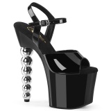 Fekete 18 cm BLISS-709 Gyöngyös platform magassarkú női