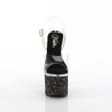Fekete 18 cm ESTEEM-708LG Glitter platform cipők a magassarkú