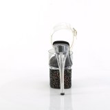Fekete 18 cm ESTEEM-708LG Glitter platform cipők a magassarkú
