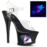 Fekete 18 cm MOON-708MER Neon platform magassarkű női