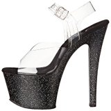 Fekete 18 cm Pleaser SKY-308MG csillámos magassarkú cipők