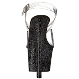 Fekete 18 cm Pleaser SKY-308MG csillámos magassarkú cipők