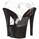Fekete 18 cm Pleaser SKY-308MG csillámos magassarkű cipők