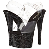 Fekete 18 cm Pleaser SKY-308MG csillámos magassarkú cipők