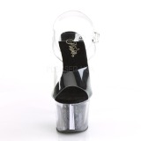 Fekete 18 cm SKY-308GF csillámos platform szandal női