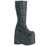 Fekete 18 cm STACK-301 demoniacult csizma - unisex cyberpunk csizma