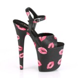 Fekete 20 cm FLAMINGO-809KISSES platform pleaser magassarkú