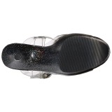 Fekete 20 cm Pleaser FLAMINGO-808MG csillámos magassarkű cipők