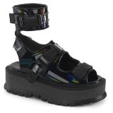 Fekete 5 cm DemoniaCult SLACKER-15B Platform Szandál