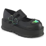 Fekete 5 cm SLACKER-25 emo platform mary jane cipők csat