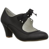 Fekete 6,5 cm WIGGLE-32 retro vintage maryjane körömcipők vastag sarkú