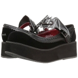 Fekete 6 cm DemoniaCult SPRITE-09 Platform Gótikus Cipők