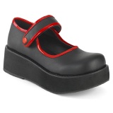 Fekete 6 cm SPRITE-01 emo platform mary jane cipők csat