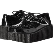 Fekete 7,5 cm CREEPER-205 Platform Creepers Cipő Denevérszárnyak