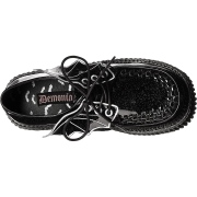 Fekete 7,5 cm CREEPER-205 Platform Creepers Cipő Denevérszárnyak
