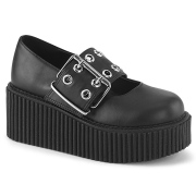 Fekete 7,5 cm CREEPER-230 Maryjane Creepers Cipő Csat