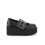 Fekete 7,5 cm CREEPER-230 Maryjane Creepers Cipő Csat