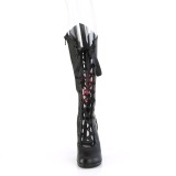 Fekete 9,5 cm GLAM-243 magasszárú fűzős csizma női