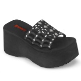 Fekete 9 cm DEMONIA FUNN-13 emo gothic papucs platform