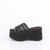 Fekete 9 cm DemoniaCult FUNN-13-2 emo gothic papucs platform