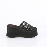 Fekete 9 cm DemoniaCult FUNN-13-2 emo gothic papucs platform