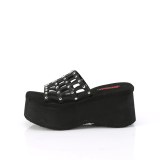 Fekete 9 cm DemoniaCult FUNN-13 emo gothic papucs platform