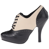 Fekete Bézs 11,5 cm retro vintage CUTIEPIE-14 Oxford Magassarkú Körömcipők