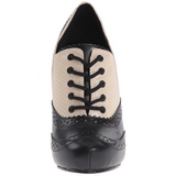 Fekete Bézs 11,5 cm retro vintage CUTIEPIE-14 Oxford Magassarkú Körömcipők