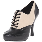 Fekete Bézs 11,5 cm retro vintage CUTIEPIE-14 Oxford Magassarkú Körömcipők