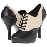 Fekete Bézs 11,5 cm retro vintage CUTIEPIE-14 Oxford Magassarkú Körömcipők