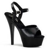 Fekete Bőr 15 cm Pleaser KISS-209 Magassarkú Platform