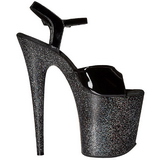 Fekete Csillámos 20 cm FLAMINGO-809MG Platform Magassarkú Cipők
