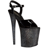 Fekete Csillámos 20 cm FLAMINGO-809MG Platform Magassarkú Cipők