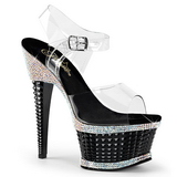Fekete Csillogó Kövekkel 16,5 cm ILLUSION-658RS női cipők magassarkű