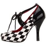 Fekete Fehér 10,5 cm HARLEQUIN-03 női cipők magassarkű