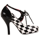 Fekete Fehér 10,5 cm HARLEQUIN-03 női cipők magassarkű