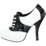 Fekete Fehér 11,5 cm SADDLE-48 Oxford női cipők magassarkű