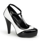 Fekete Fehér 11,5 cm retro vintage BETTIE-22 női cipők magassarkú