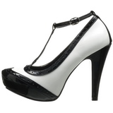 Fekete Fehér 11,5 cm retro vintage BETTIE-22 női cipők magassarkú