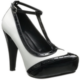 Fekete Fehér 11,5 cm retro vintage BETTIE-22 női cipők magassarkű